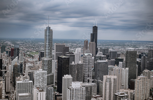 Aerial view over Chicago on a cloudy day - travel photography © 4kclips
