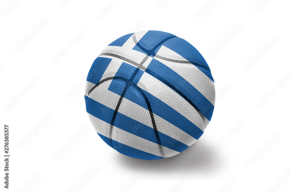 basketball ball with the national flag of greece on the white background basketball ball with the national flag of greece on the white background