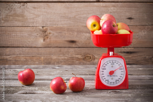 apples on red scales