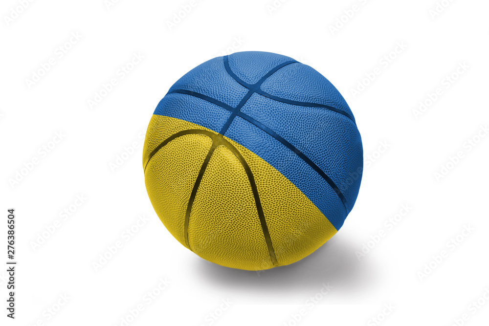 basketball ball with the national flag of ukraine on the white background