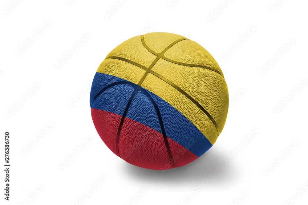 basketball ball with the national flag of colombia on the white background
