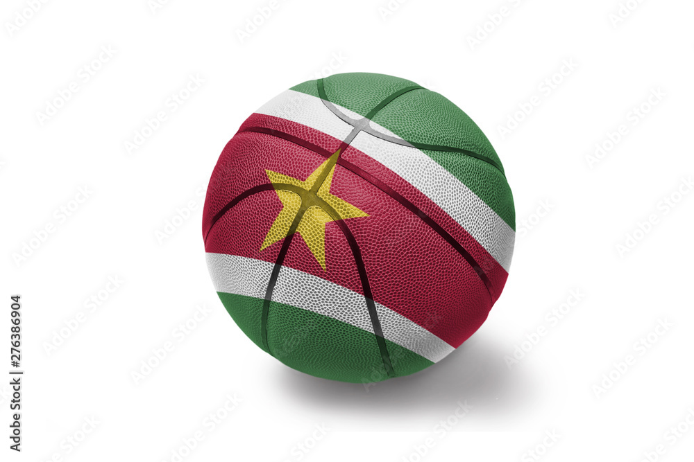 basketball ball with the national flag of suriname on the white background basketball ball with the national flag of suriname on the white background