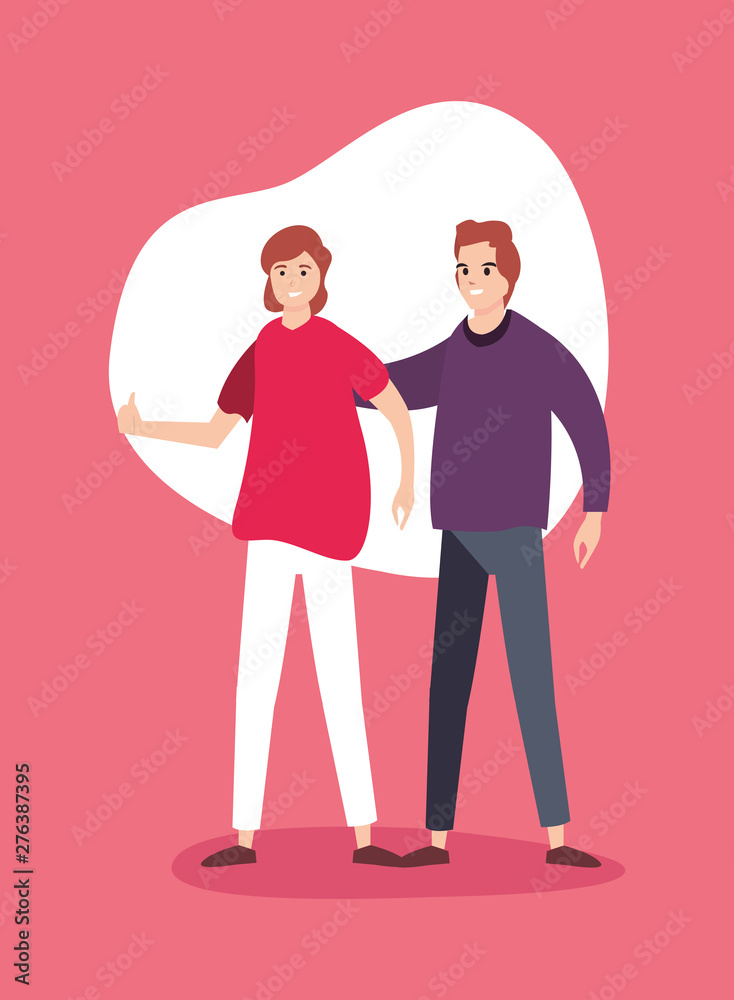 happy young people flat design happy young people flat design