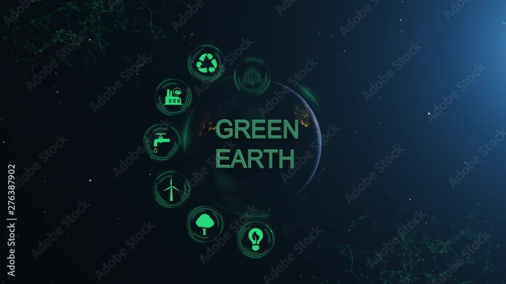 Earth Green Energy Infographics Full Orb Night Green Icons Earth Green Energy Infographics Full Orb Night Green Icons