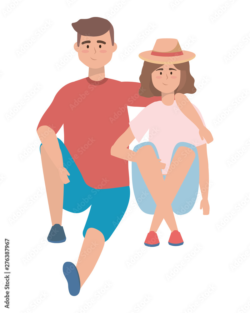 Couple of woman and man cartoon design Couple of woman and man cartoon design
