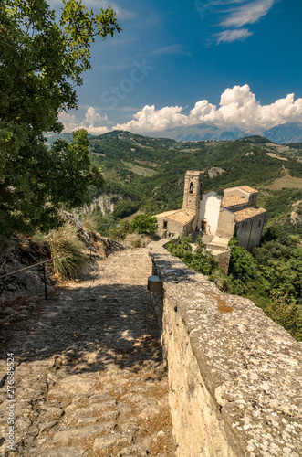 View of the church of Roccascalegna near the castle