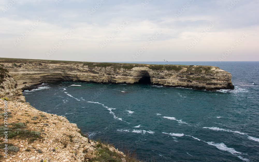 Grotto on the sea coast in the Park Atlesh in the Crimea, Tarkhankut Grotto on the sea coast in the Park Atlesh in the Crimea, Tarkhankut