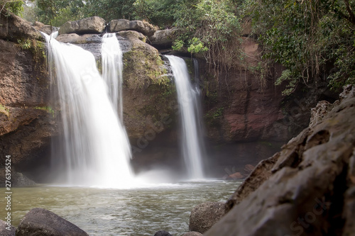 Heo Suwat Waterfall locate  at Khao Yai National Park  Thailand. A beautiful waterfall in the deep forest.