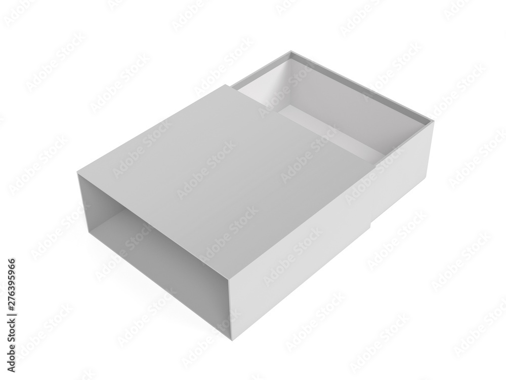 Slider box. Gray blank open box mock up. 3d rendering illustration Slider box. Gray blank open box mock up. 3d rendering illustration