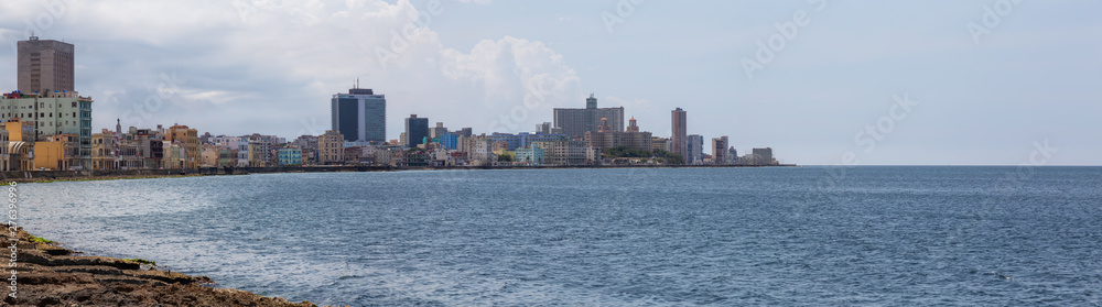 Panoramic view of the Old Havana City, Capital of Cuba, during a sunny and cloudy day.