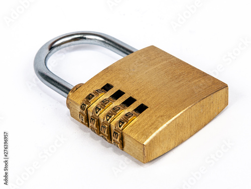 Combination padlock. Close-up combination padlock isolated on white background