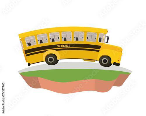 school bus on the highway isolated icon