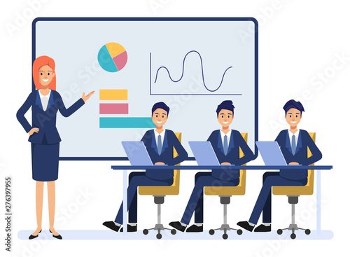 Business people teamwork colleague character. Animation scene people seminar community.