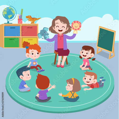 teacher and student in class illustration
