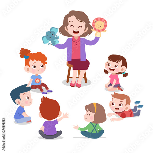 teacher and student in class illustration