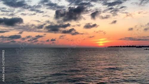 Sunset on the horizon of the sea