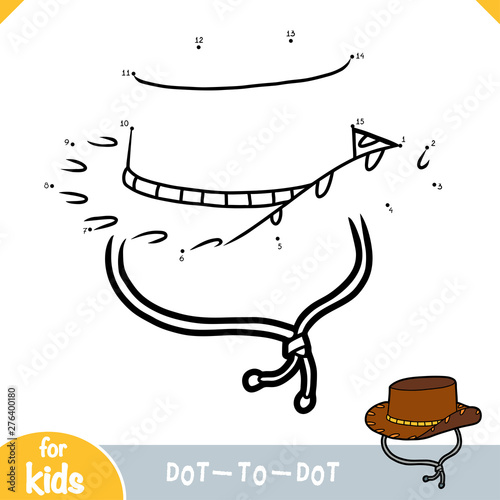 Numbers game, education dot to dot game, Cowboy hat