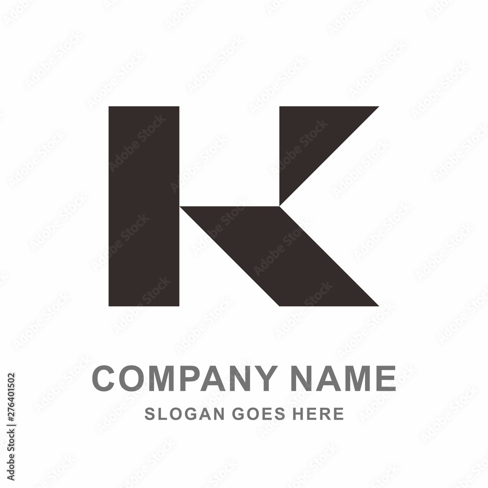 Monogram Letter K Geometric Square Business Company Vector Logo Design Template
