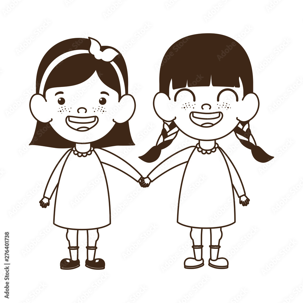 silhouette of baby girls standing smiling silhouette of baby girls standing smiling
