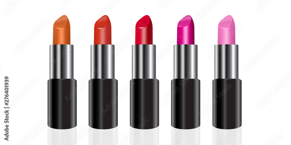 Obraz premium Beauty lipstick color set. red, pink, orange. eps10