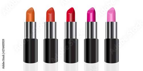Beauty lipstick color set. red, pink, orange. eps10