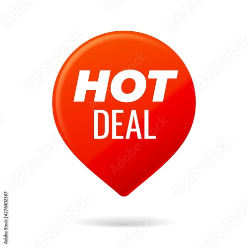Red Pin on white background, hot deal