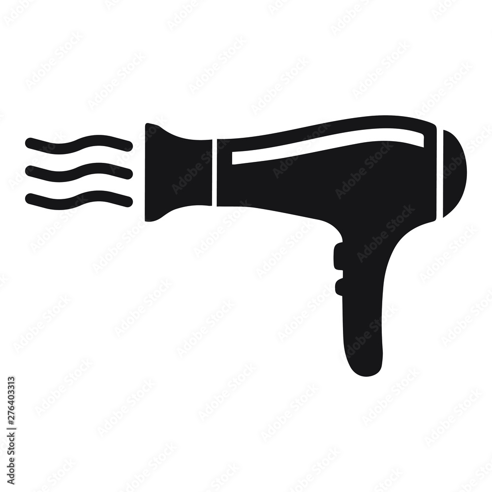 Hair dryer black vector icon isolated Hair dryer black vector icon isolated