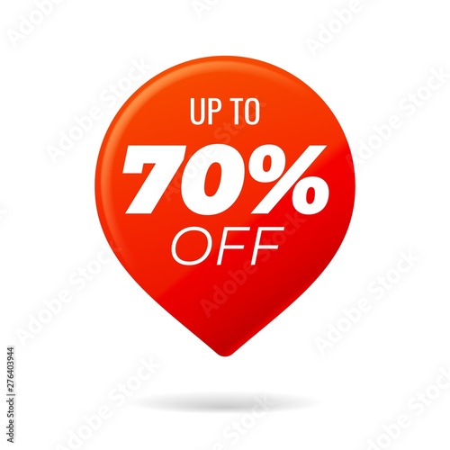 Red Pin on white background, up to 70 percent off