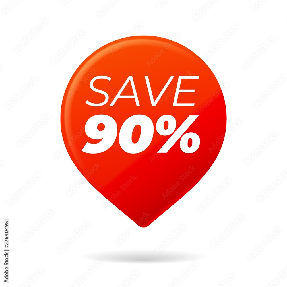 Red Pin on white background, save 90 percent Red Pin on white background, save 90 percent