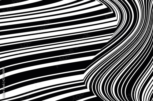 Optical art background. Abstract Black and White line art. 