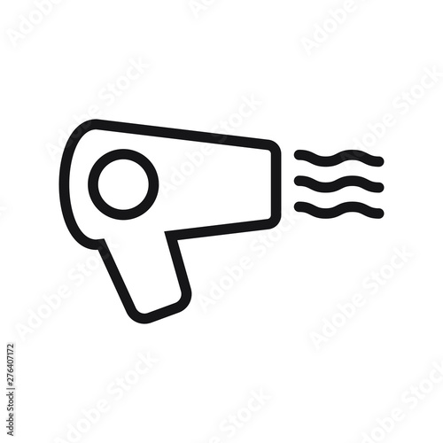 Hair dryer black vector icon isolated