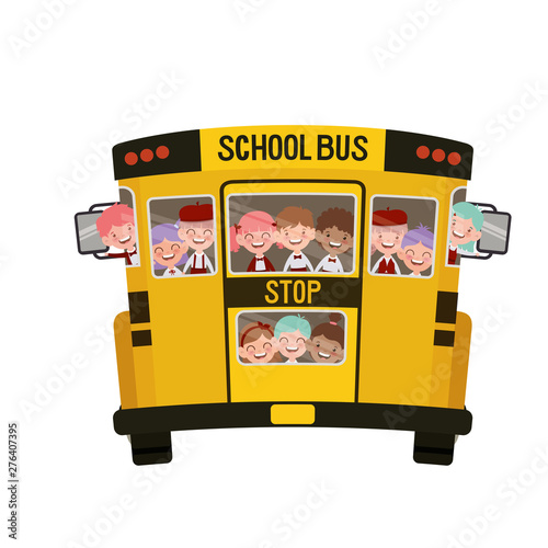 school bus color yellow with students