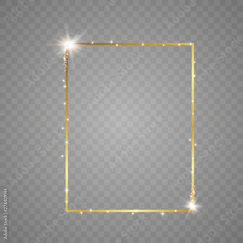 Abstract magical glowing golden banner.Magic circle. Merry Christmas. Round gold shiny frame with light bursts. Gold dust on celebratory banner.