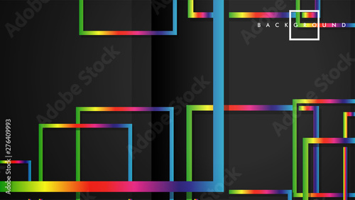 Vector Modern Abstract Squares Backgrounds . with a black and rainbow color gradient. eps 10 template