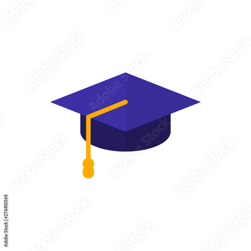 academic cap flat vector icon