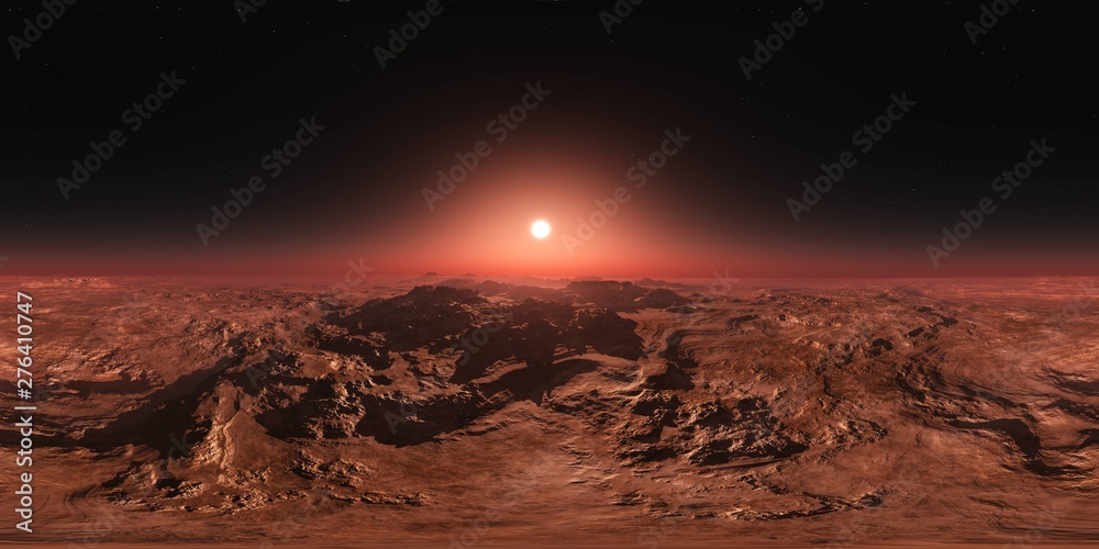 Panorama of Mars, HDRI, environment map , Round panorama, spherical panorama, equidistant projection, panorama 360, 3d rendering