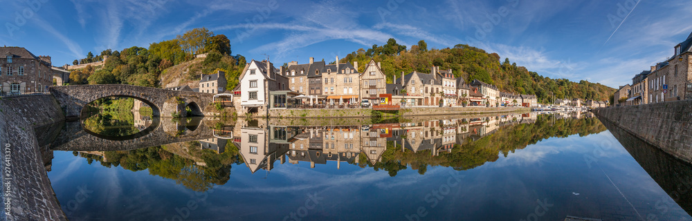 Panorama of the reflections in La Rance (River), Dinan, France.