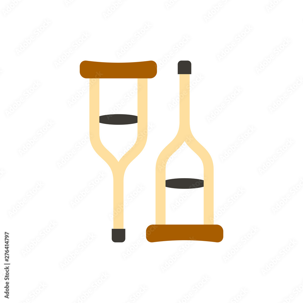 crutches flat vector icon