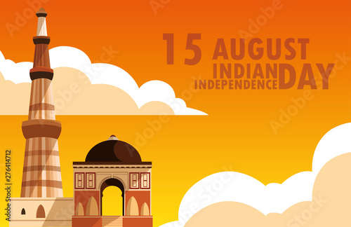 indian independence day poster with jama masjid