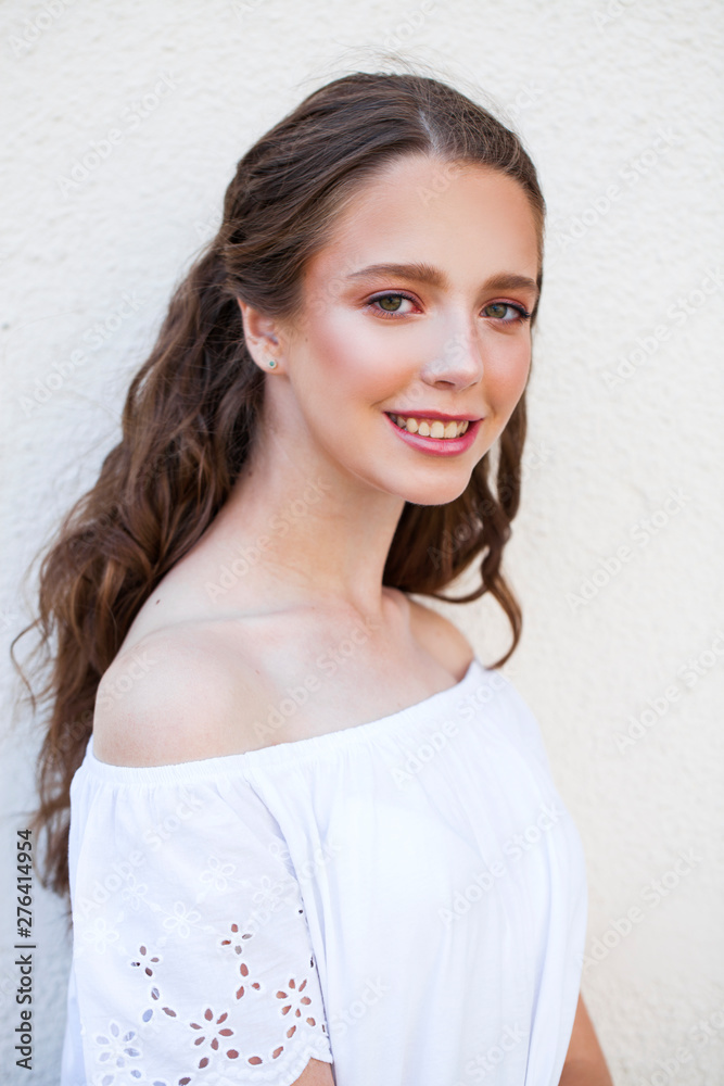 Portrait close up of young beautiful brunette woman Portrait close up of young beautiful brunette woman