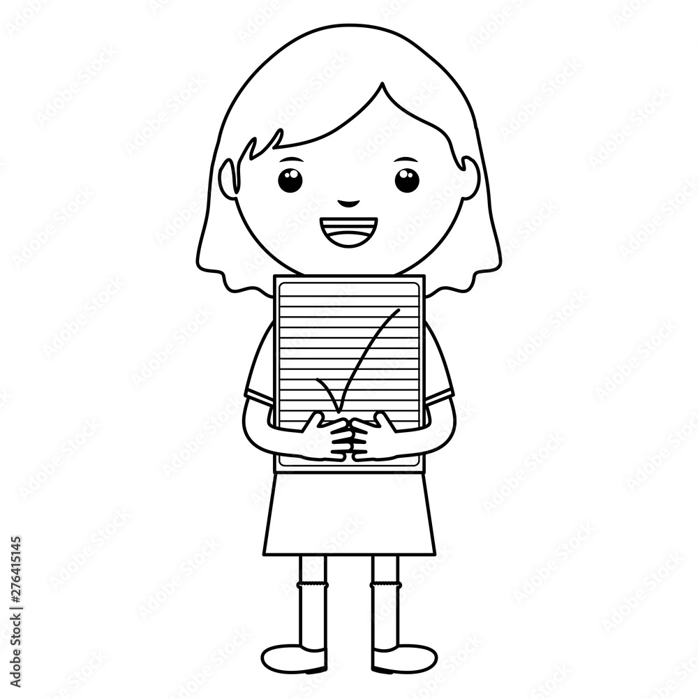 cute little student girl with exam sheet cute little student girl with exam sheet