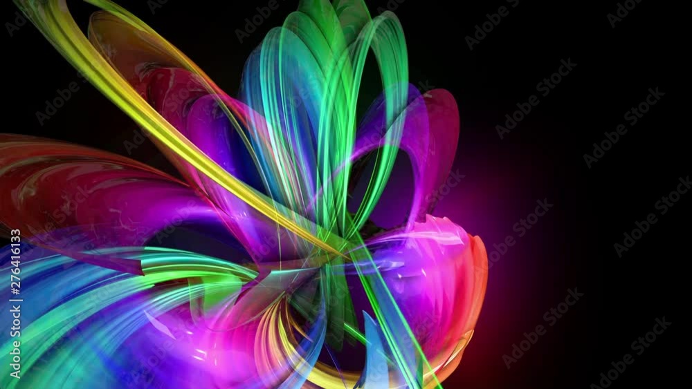 transparent colored lines with a neon glow on a black background. Motion graphics 3d looped background with multicolor colorful rainbow ribbons. Beautiful seamless background in motion design style 46 transparent colored lines with a neon glow on a black background. Motion graphics 3d looped background with multicolor colorful rainbow ribbons. Beautiful seamless background in motion design style 46