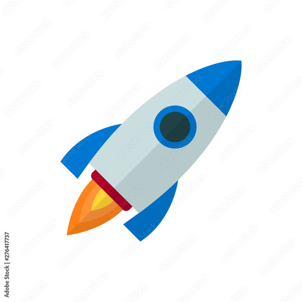 space rocket flat vector icon