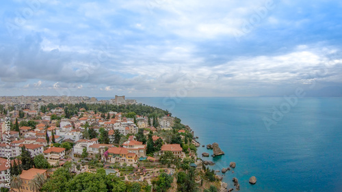 View of the old Antalya from the height of the drone or bird's-eye view. This is the area of the old town and the old harbor. © Anatolii V.