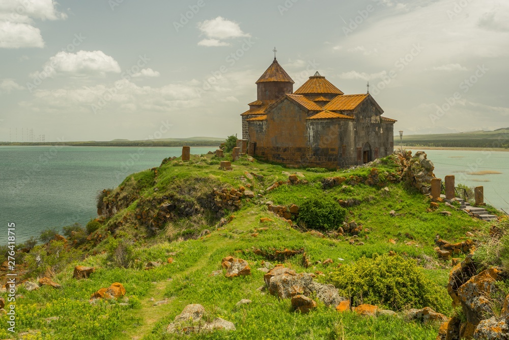 A beautiful ancient church. Hayravank Monastery near Lake Sevan. Armania