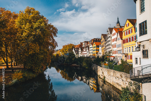Tuebingen in the Stuttgart city ,Germany Colorful house in riverside and blue sky. Beautiful old city in Europe.