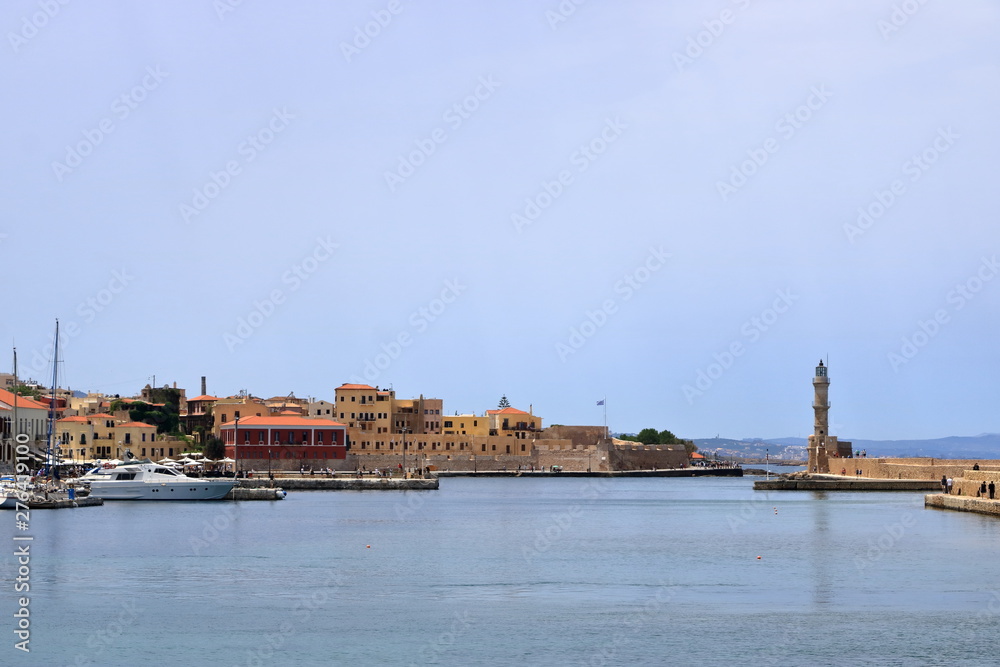 famouse venetian harbour waterfront of Chania old town, Crete, Greece