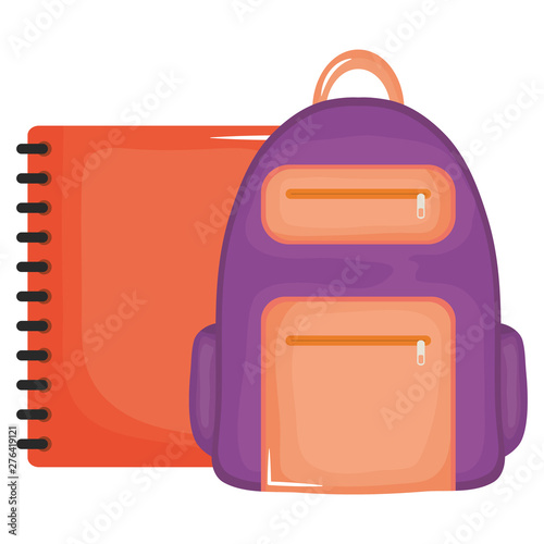 notebook school supply with schoolbag