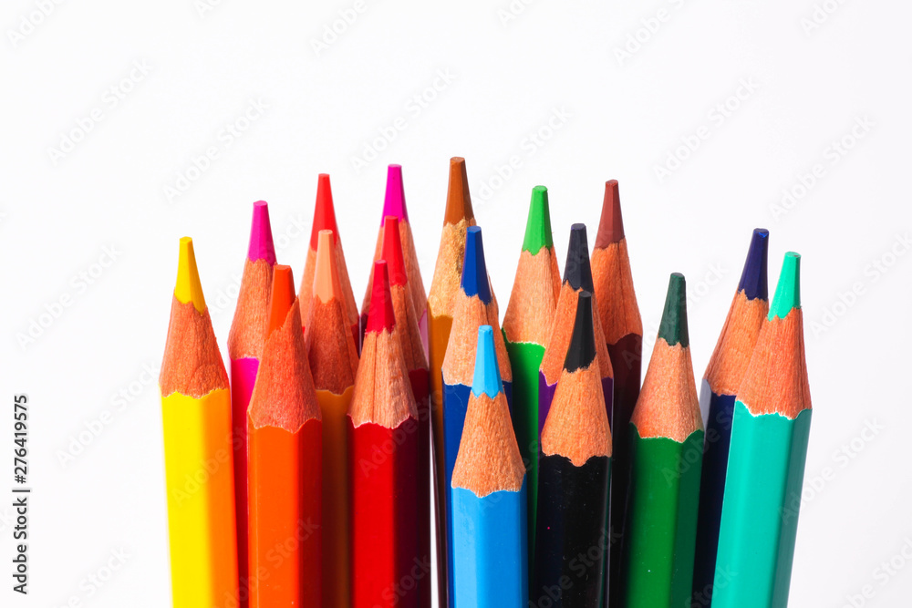 set of colored pencils on a white background set of colored pencils on a white background