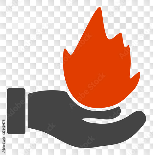 Burn hand EPS vector pictograph. Illustration contains flat burn hand iconic symbol on a chess transparent background.